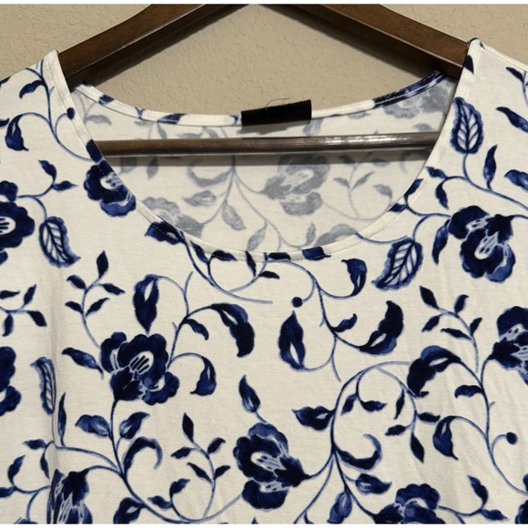 J.Jill Wearever Collection Floral Blouse Short Sleeve Top XL Cottage Core - Picture 3 of 9